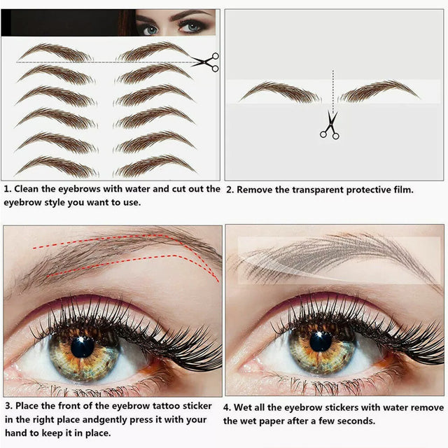 Simulation d'autocollant imperméable pour sourcils