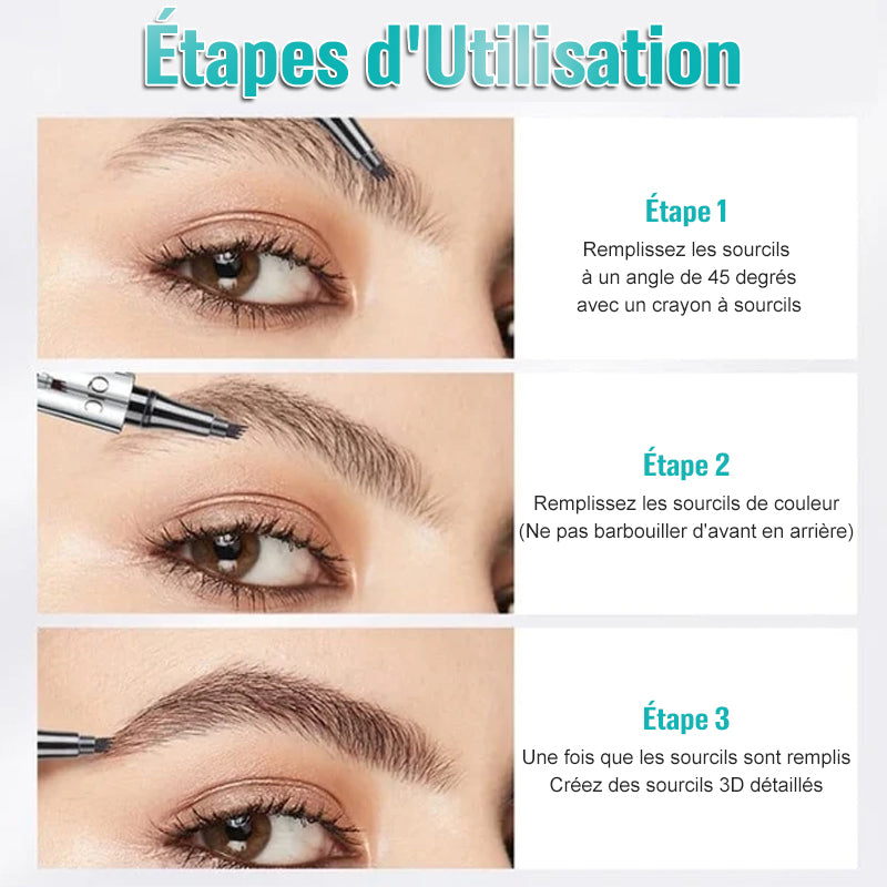 Stylo à sourcils Microblading étanche 3D 4 crayon de tatouage à pointe de fourche