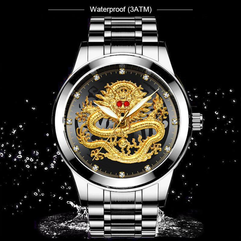 ⌚Montre en relief dragon doré ⌚✨