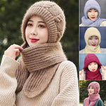 Bonnet tricoté écharpe masque 2 en 1