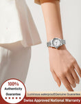 Montre pour femme à double calendrier avec fermoir papillon et bracelet en acier Night Glow