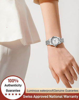 Montre pour femme à double calendrier avec fermoir papillon et bracelet en acier Night Glow