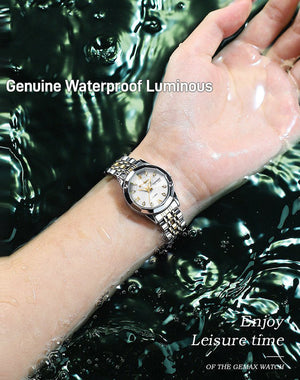 Montre pour femme à double calendrier avec fermoir papillon et bracelet en acier Night Glow